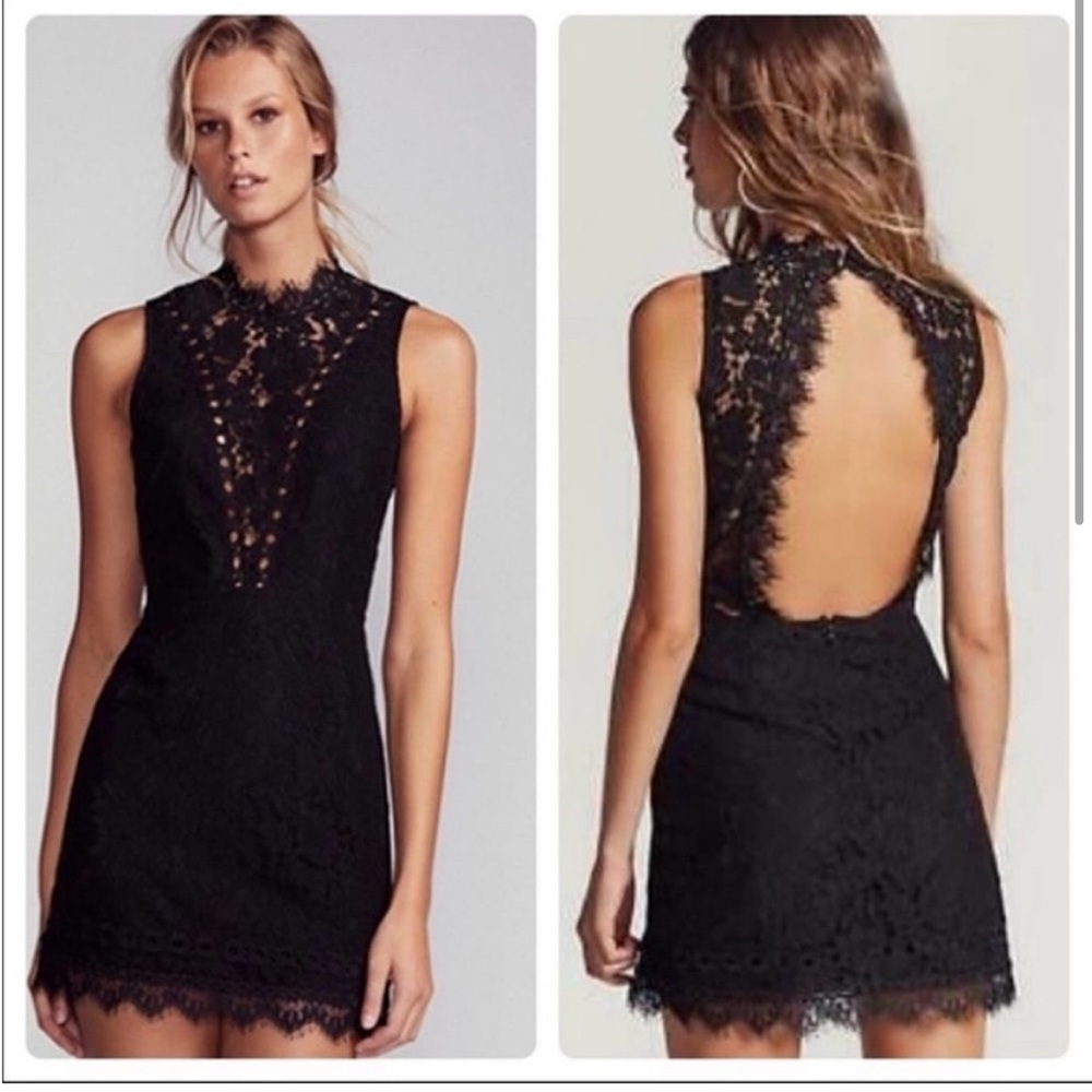 SAYLOR Black Lace Mini Dress